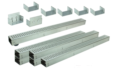 Edelstahlentwässerungsrinnen Bauhöhe 60 bis 80mm, Rost Quadratlochung SET Typ 6